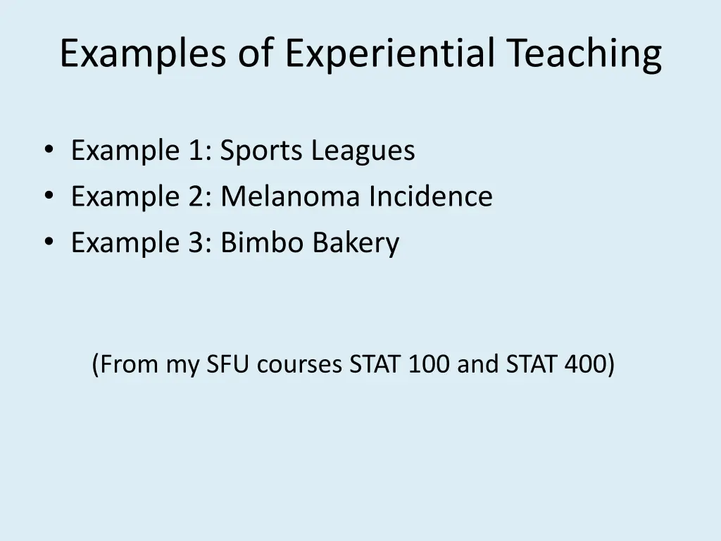 examples of experiential teaching