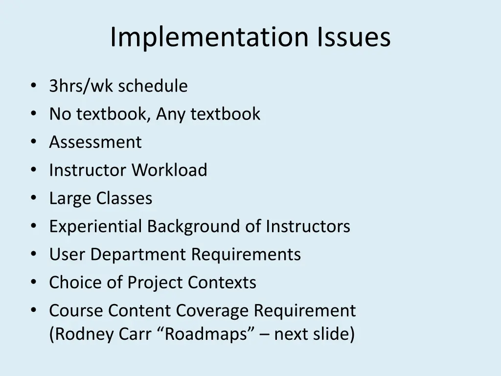 implementation issues