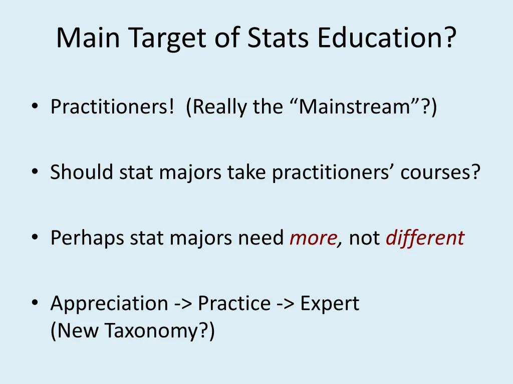 main target of stats education