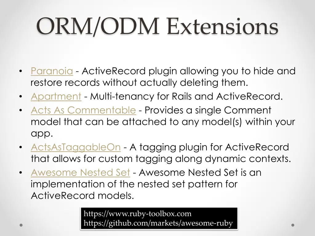 orm odm extensions