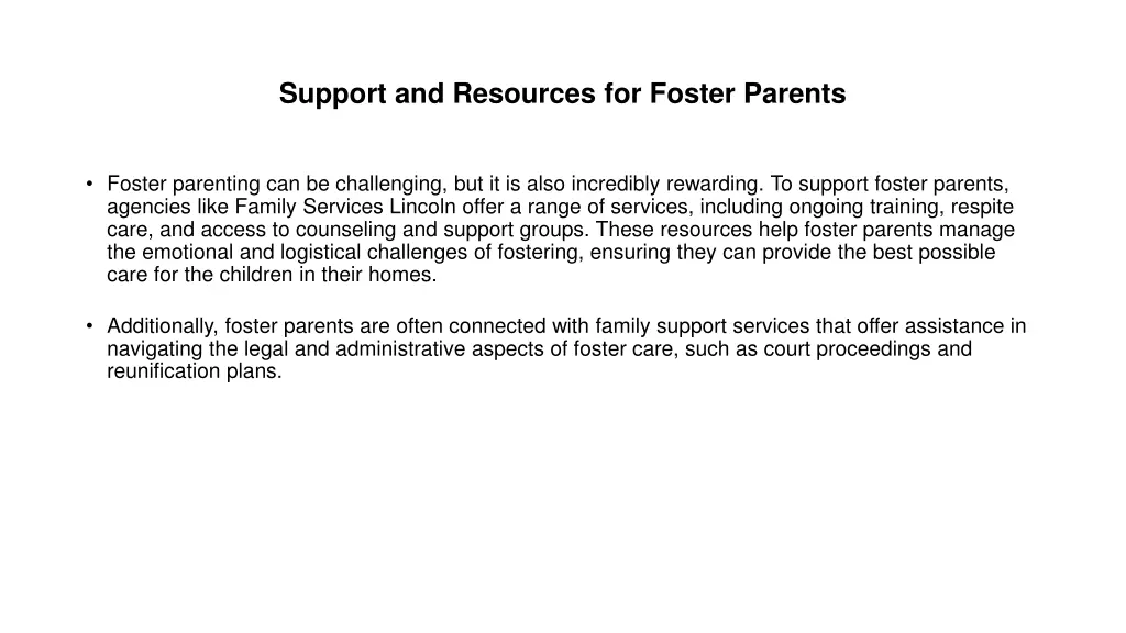 support and resources for foster parents