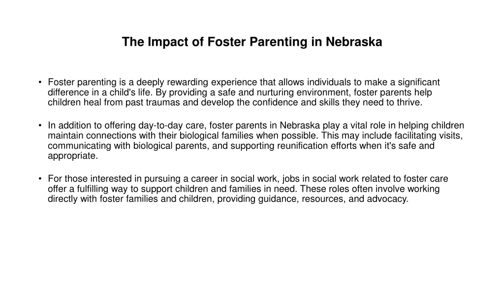 the impact of foster parenting in nebraska