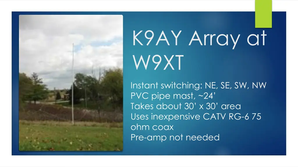 k9ay array at w9xt