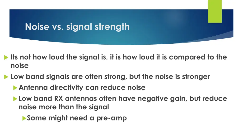 noise vs signal strength