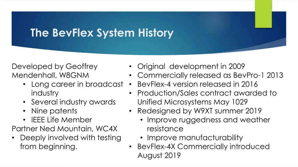 the bevflex system history