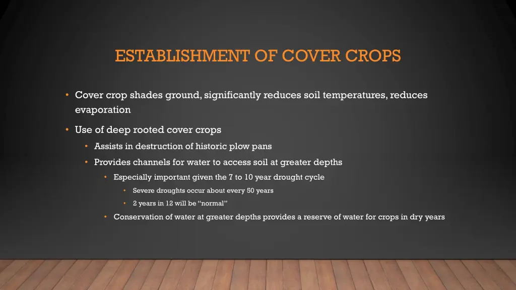 establishment of cover crops