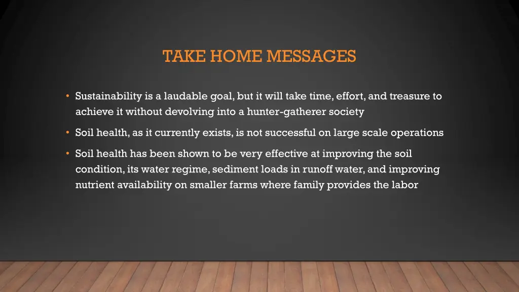 take home messages 1