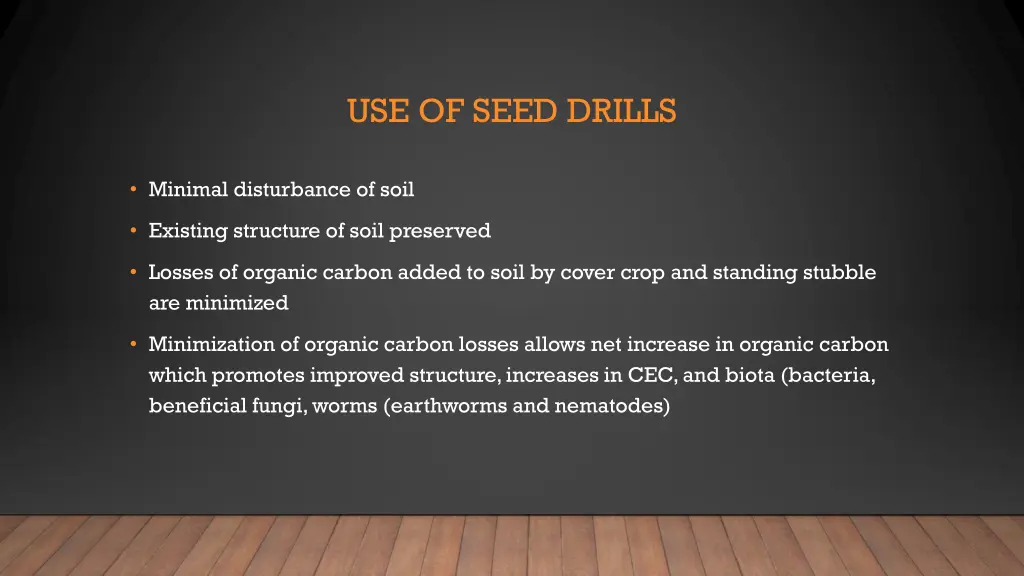 use of seed drills