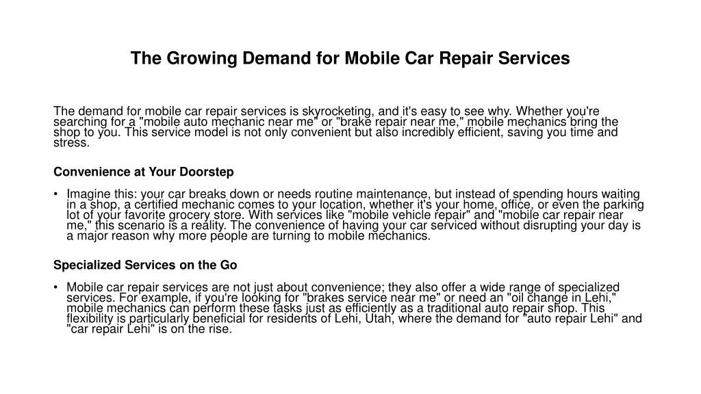 the growing demand for mobile car repair services