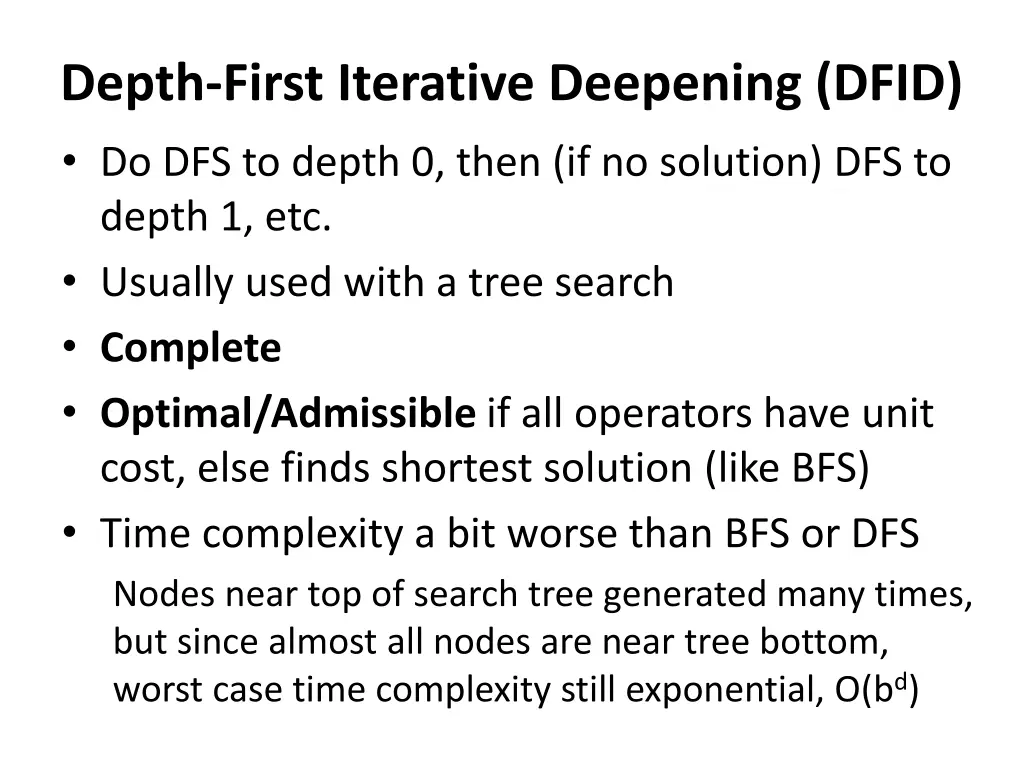 depth first iterative deepening dfid