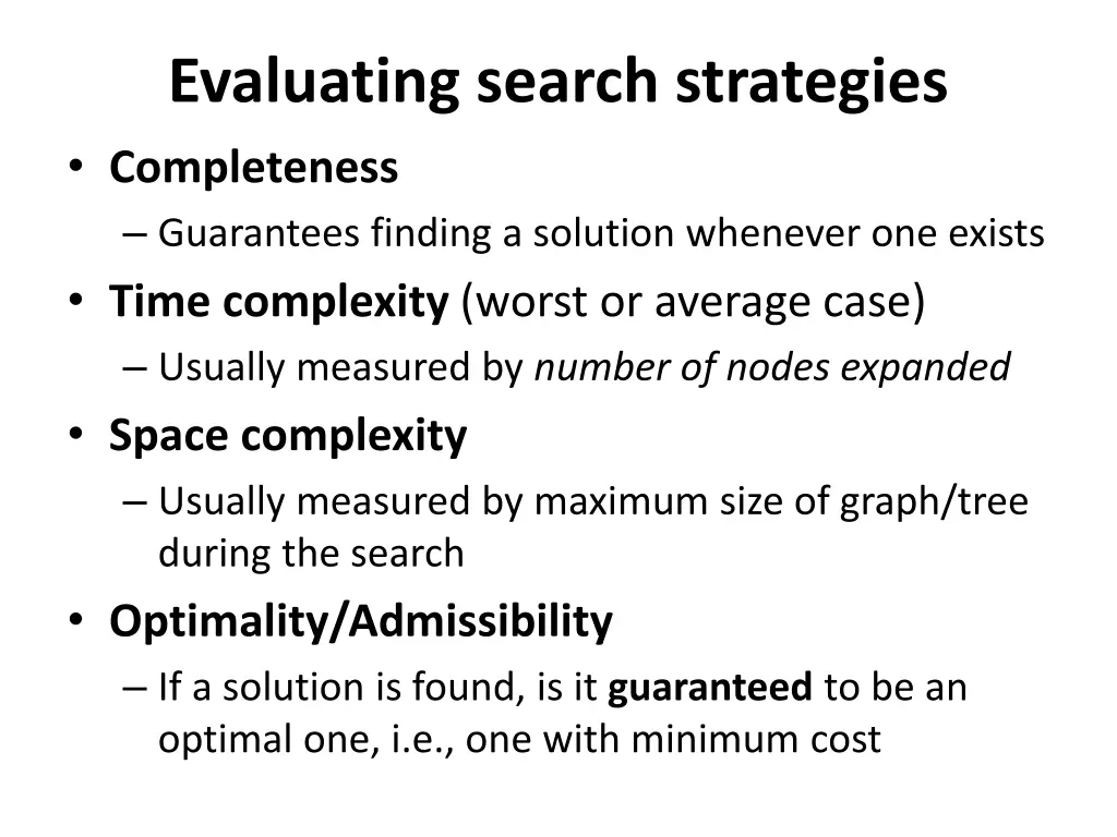 evaluating search strategies completeness