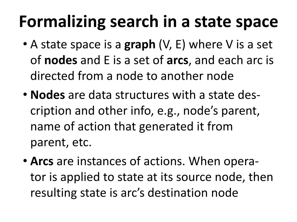 formalizing search in a state space a state space