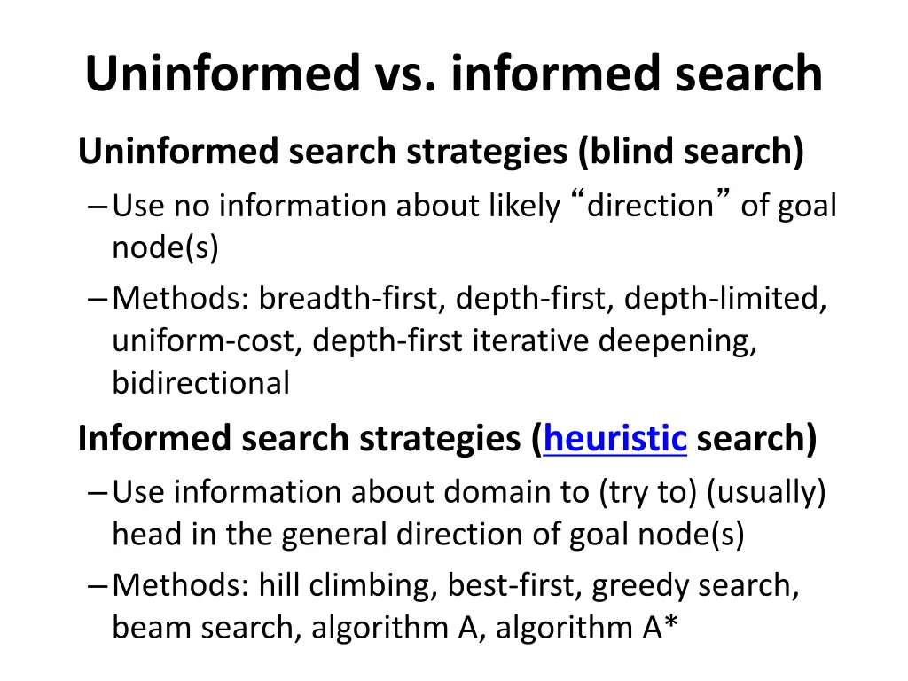 uninformed vs informed search