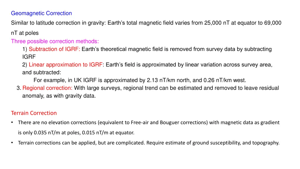 geomagnetic correction