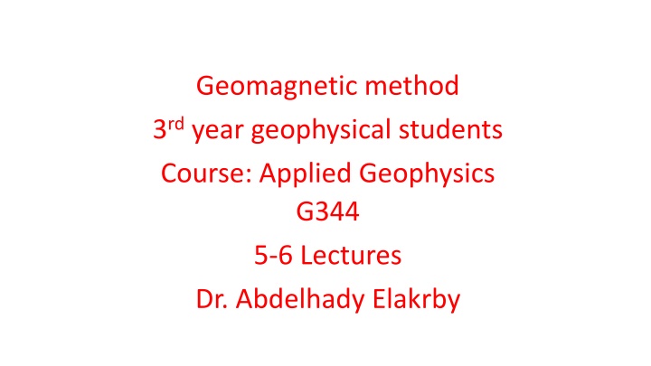 geomagnetic method 3 rd year geophysical students