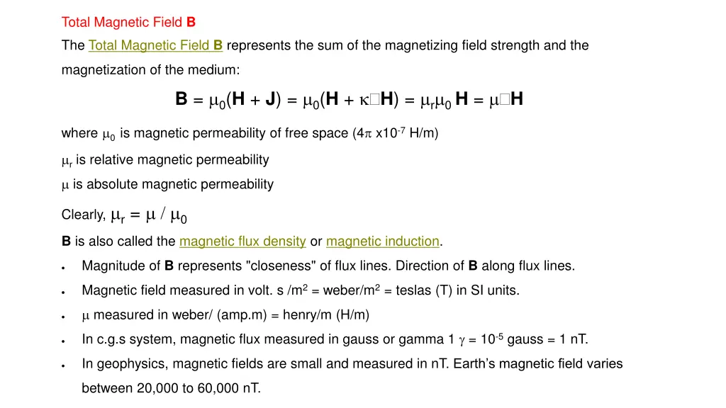 total magnetic field b