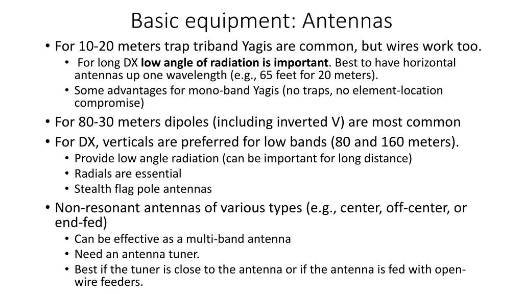 basic equipment antennas for 10 20 meters trap