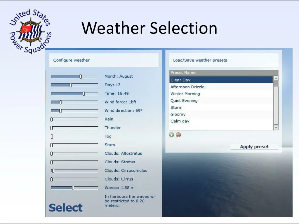 weather selection