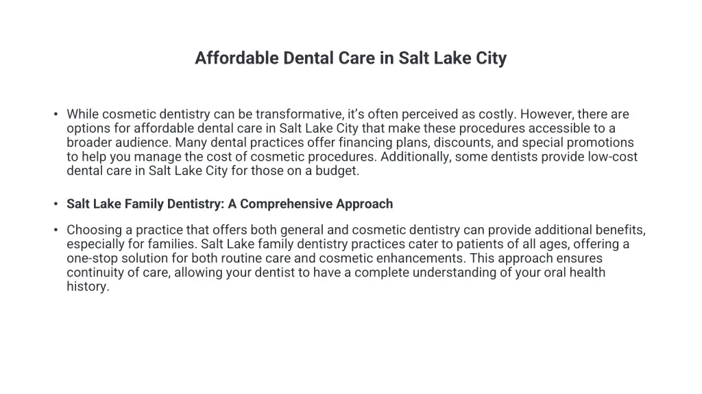 affordable dental care in salt lake city