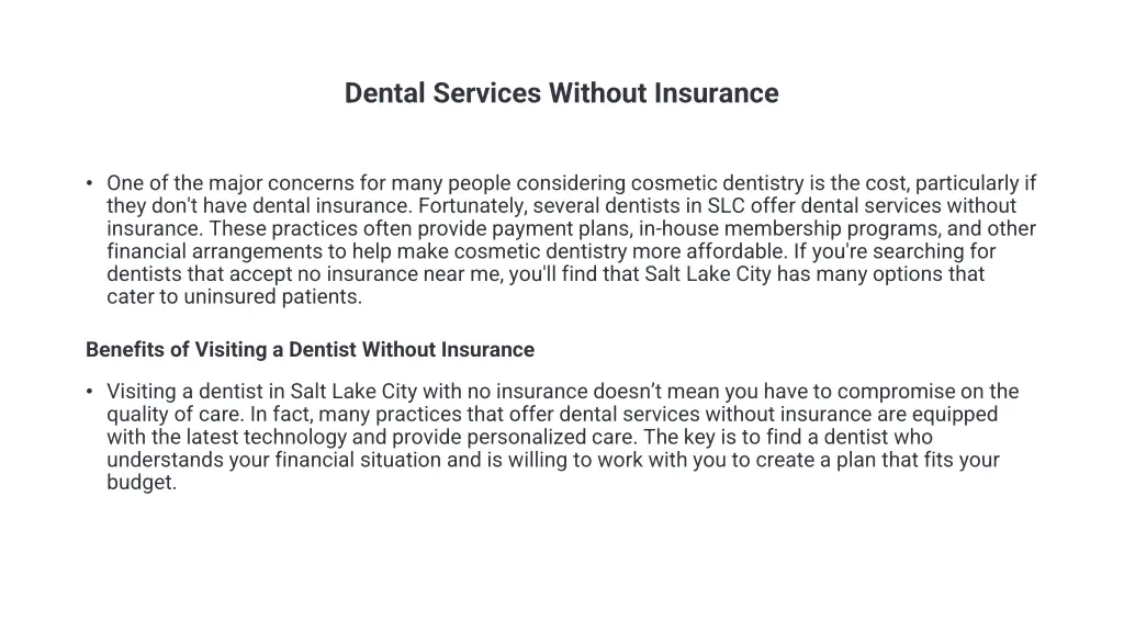 dental services without insurance