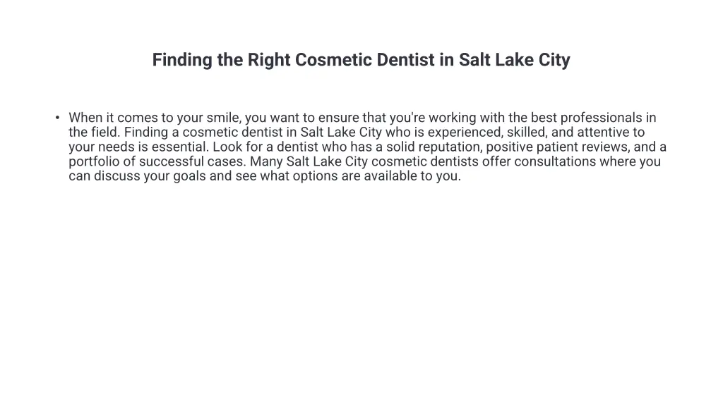 finding the right cosmetic dentist in salt lake