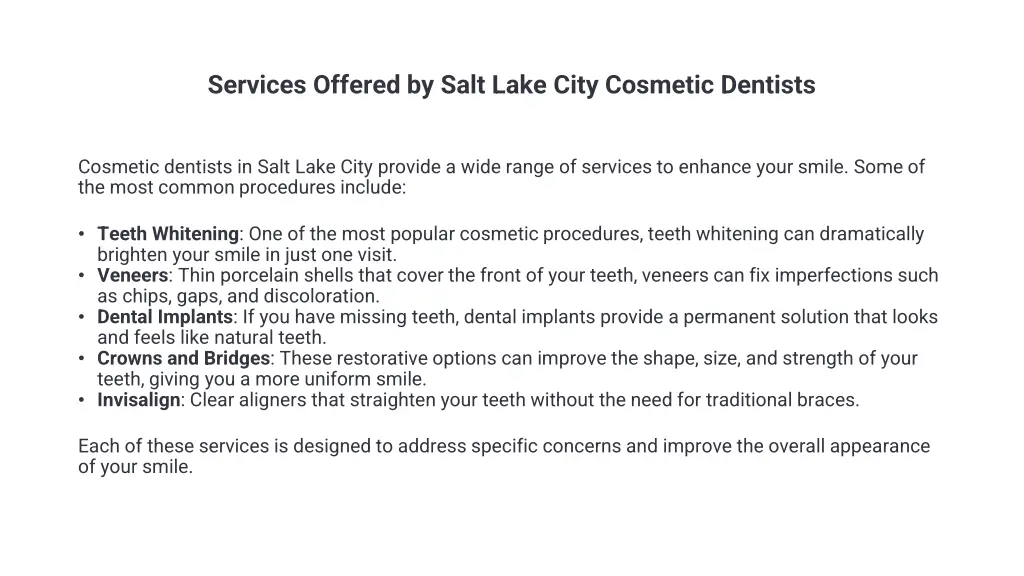 services offered by salt lake city cosmetic