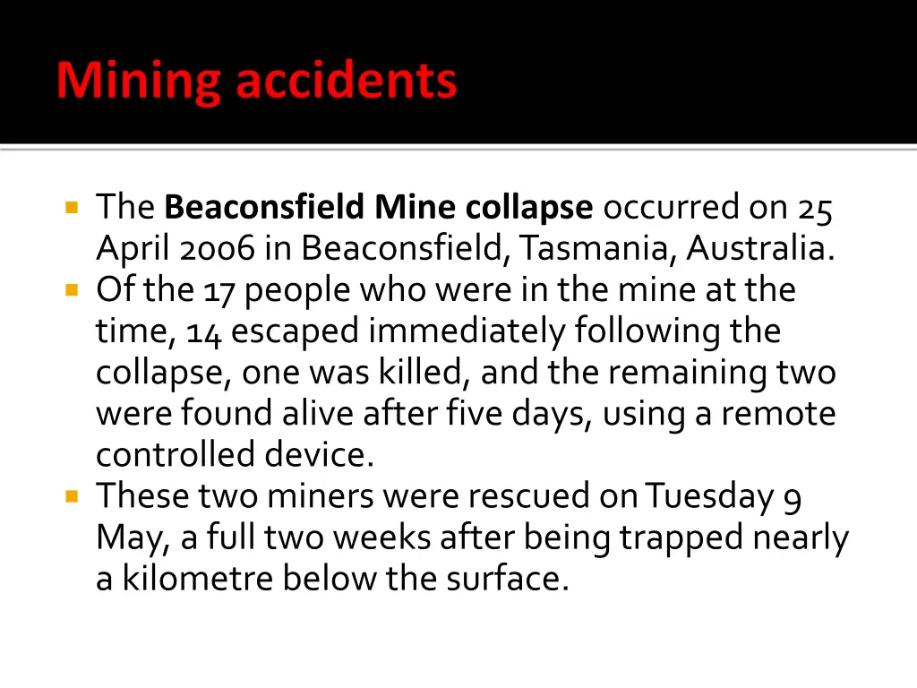 the beaconsfield mine collapse occurred