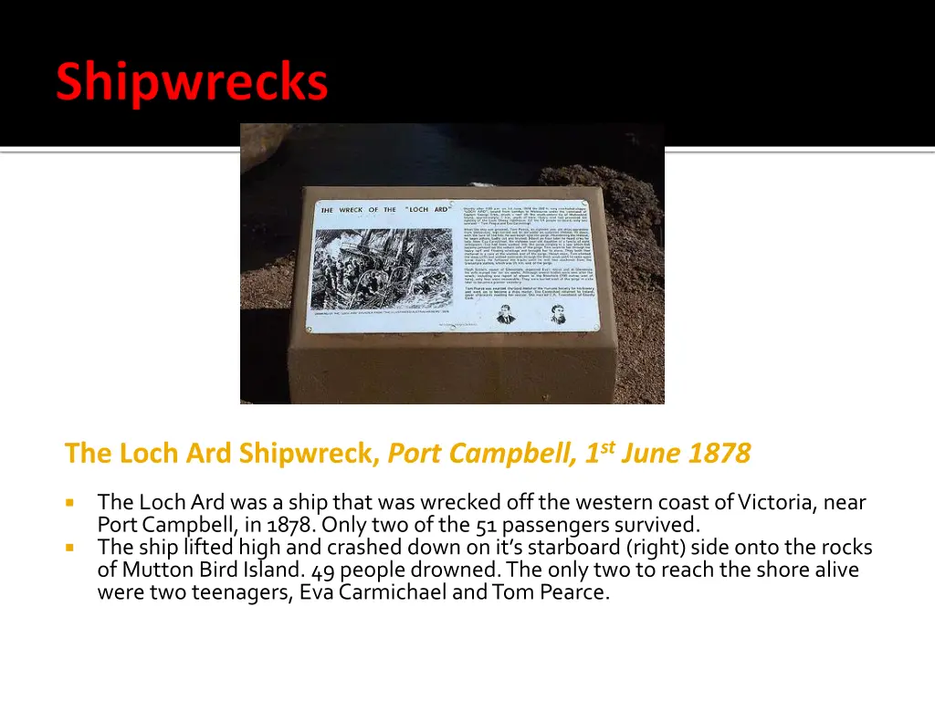 the loch ard shipwreck port campbell 1 st june