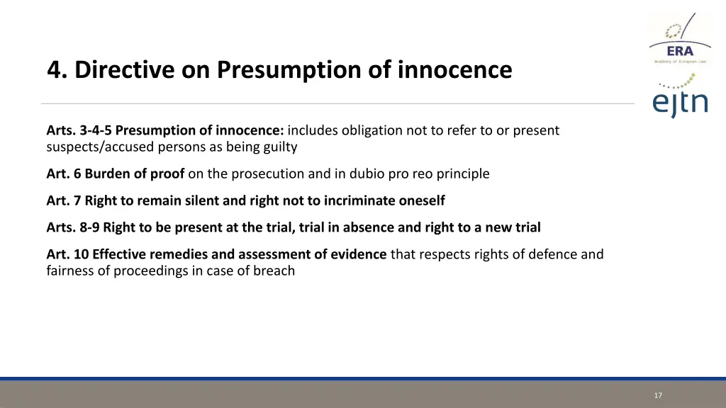 4 directive on presumption of innocence