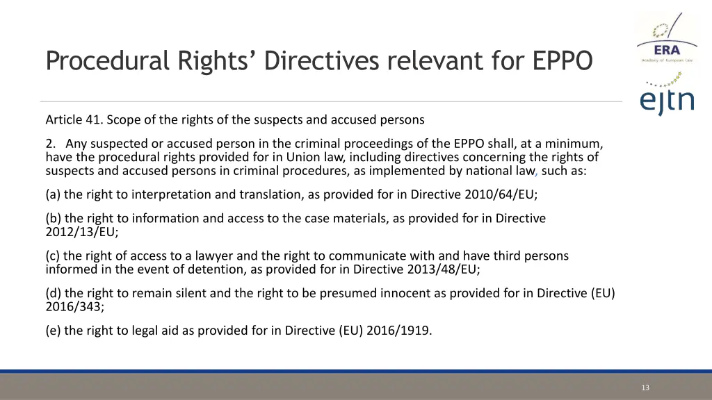 procedural rights directives relevant for eppo