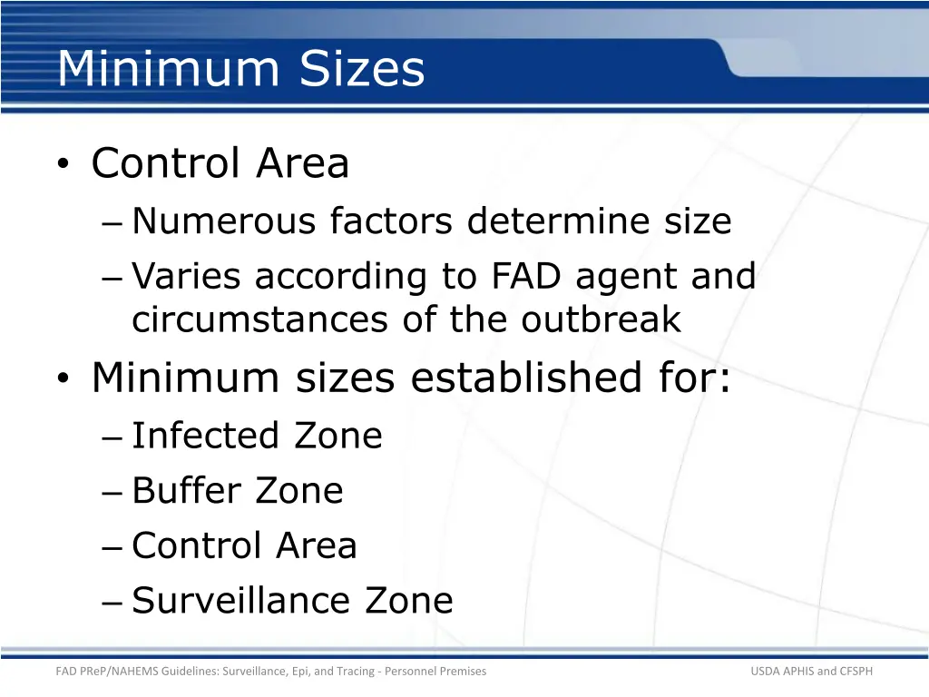 minimum sizes