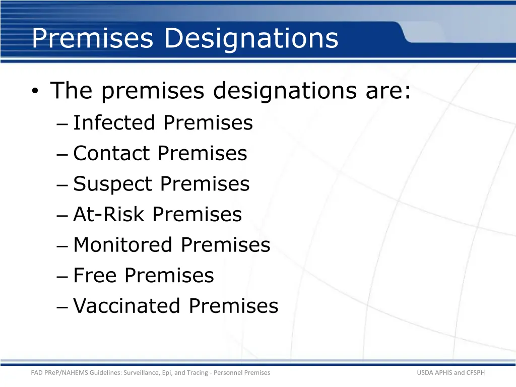 premises designations