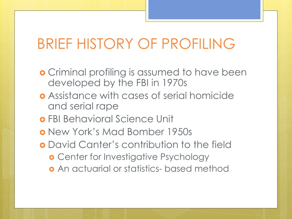 brief history of profiling