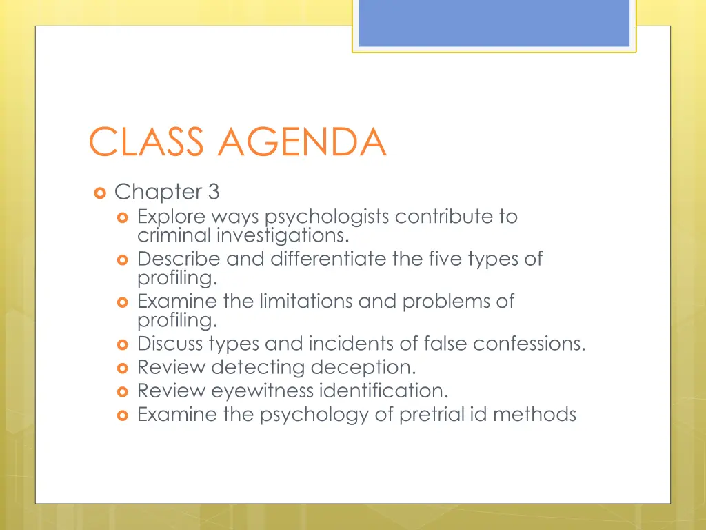 class agenda