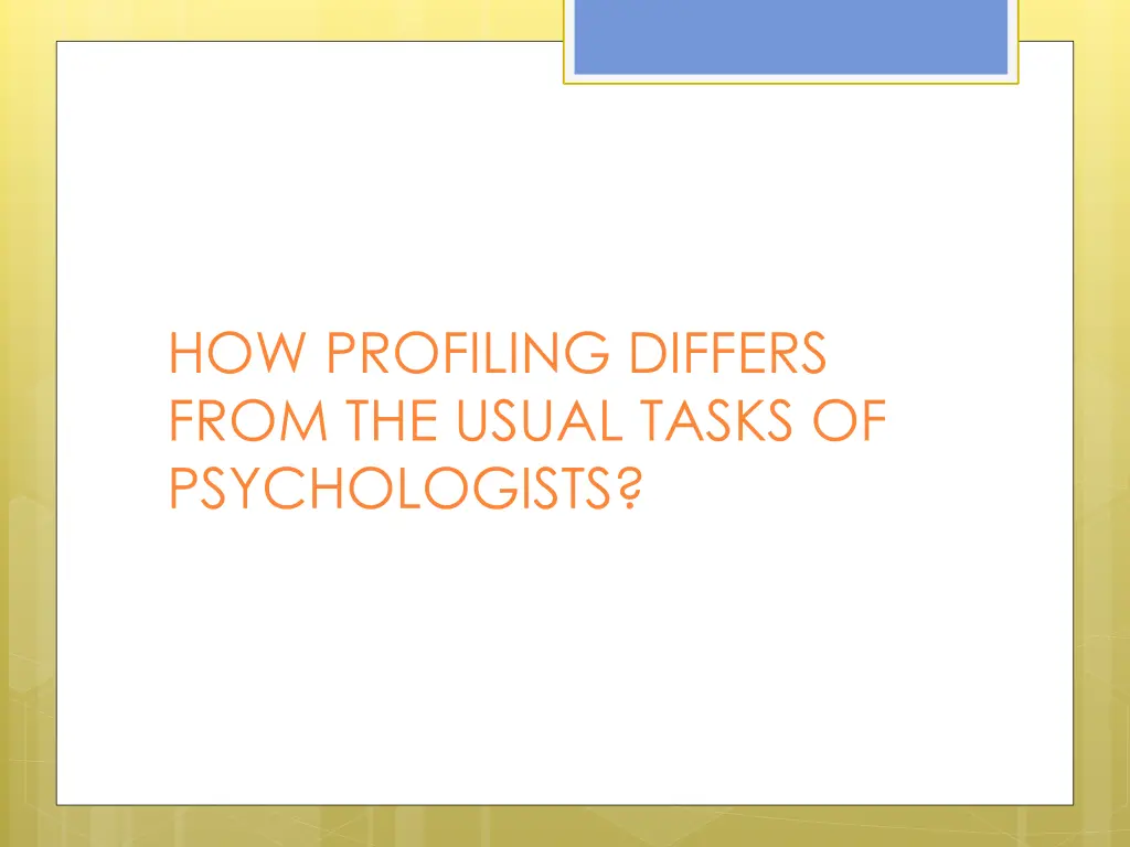 how profiling differs from the usual tasks