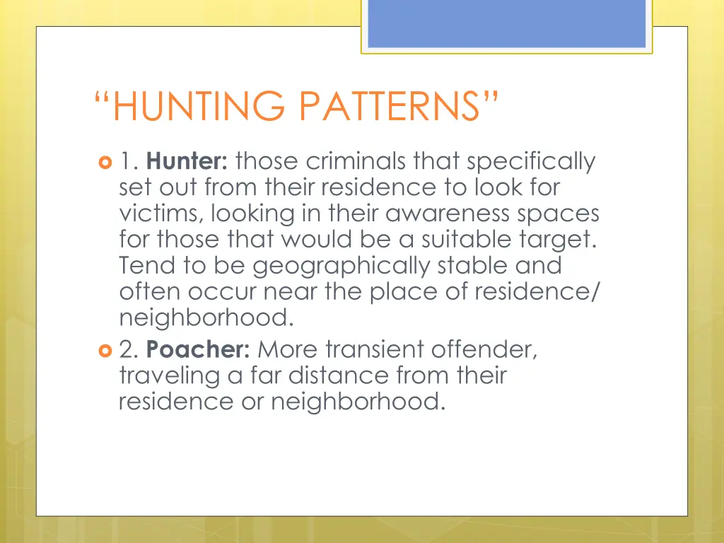 hunting patterns