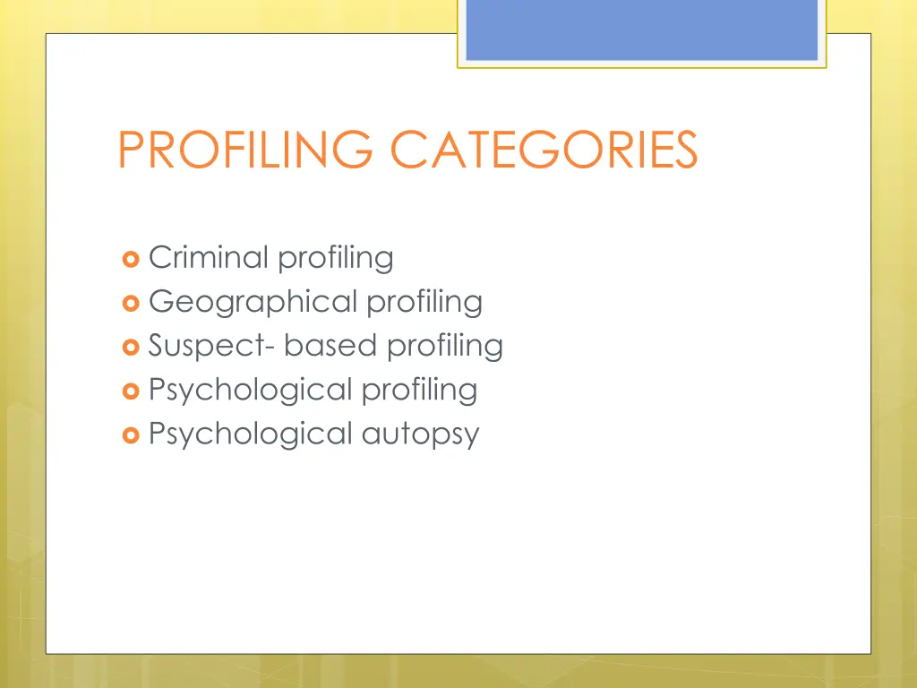 profiling categories