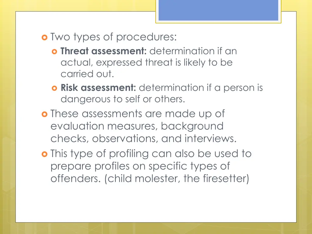 two types of procedures threat assessment