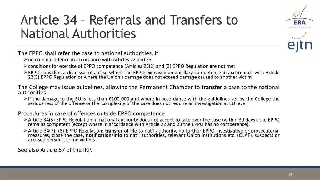 article 34 referrals and transfers to national