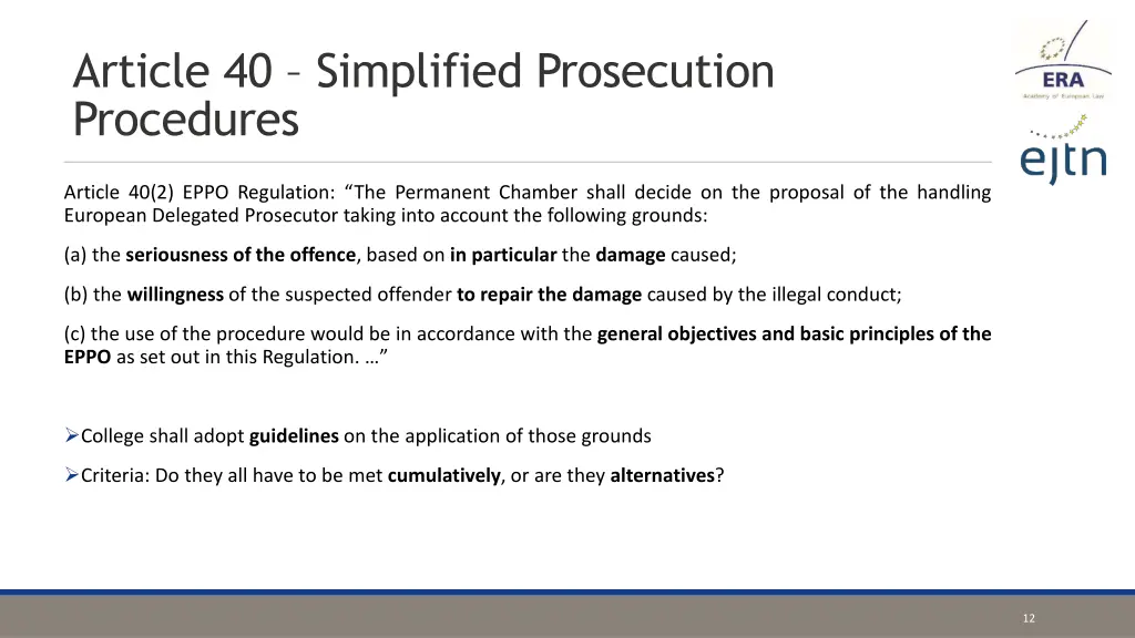 article 40 simplified prosecution procedures 1