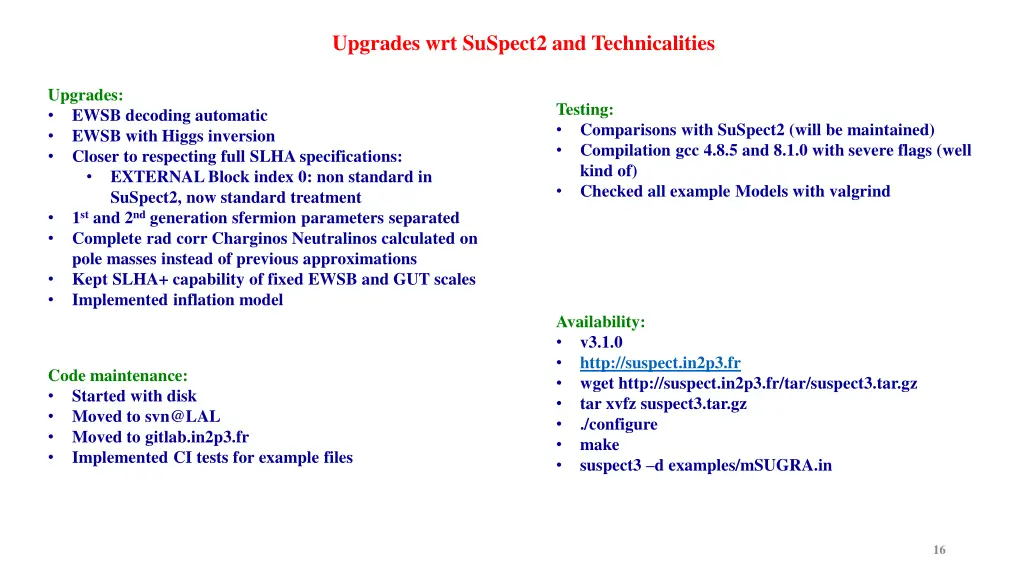 upgrades wrt suspect2 and technicalities