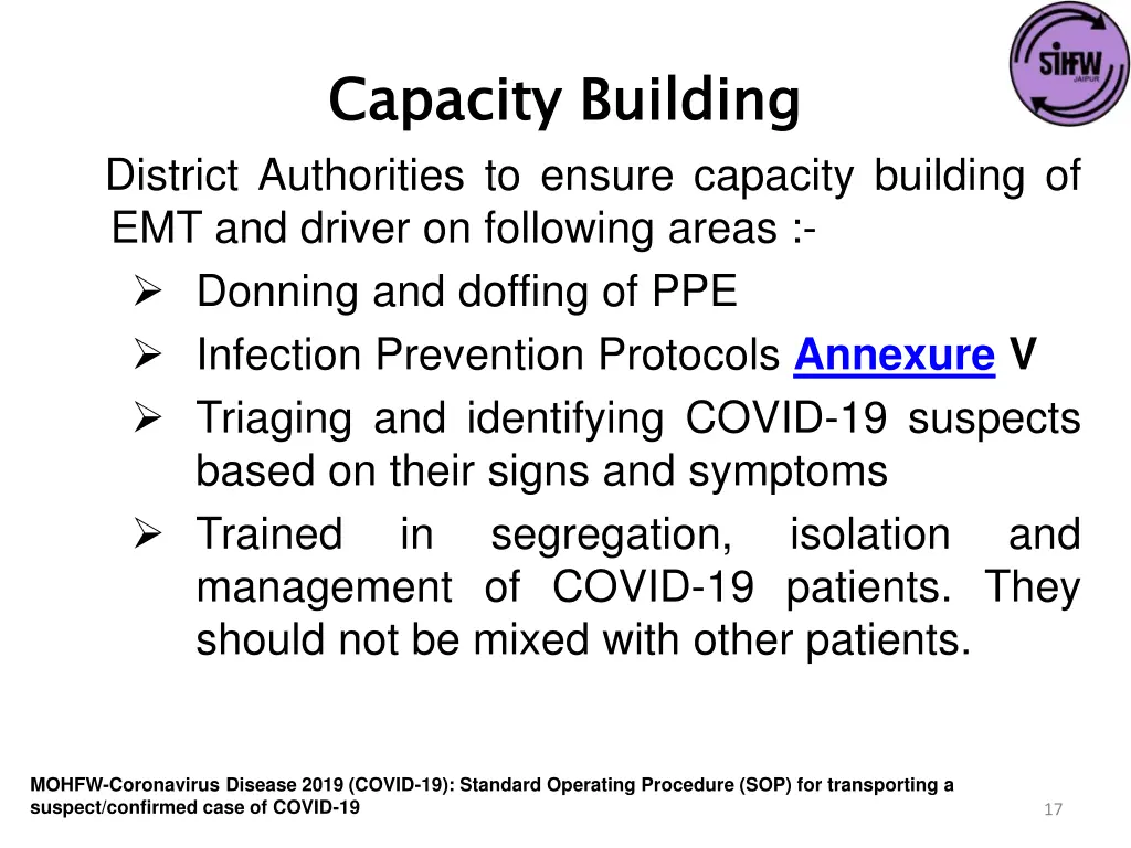 capacity building district authorities to ensure