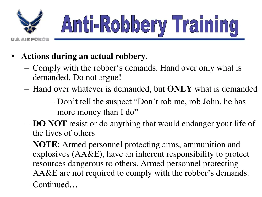 anti robbery training 1