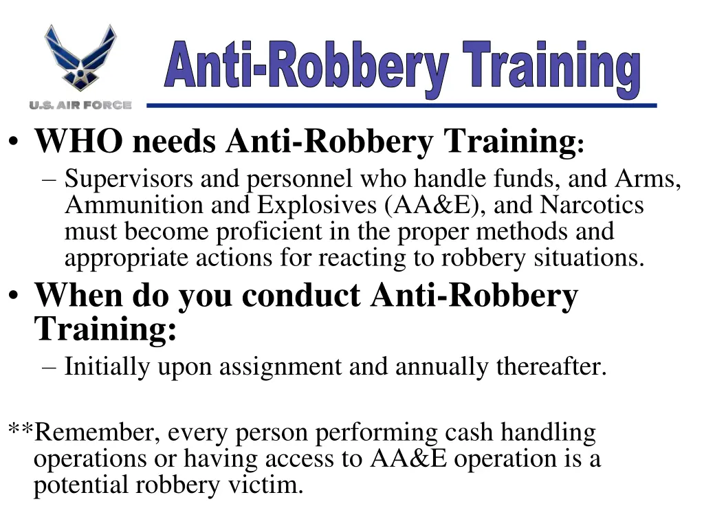 anti robbery training