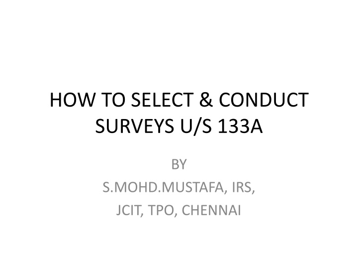 how to select conduct surveys u s 133a