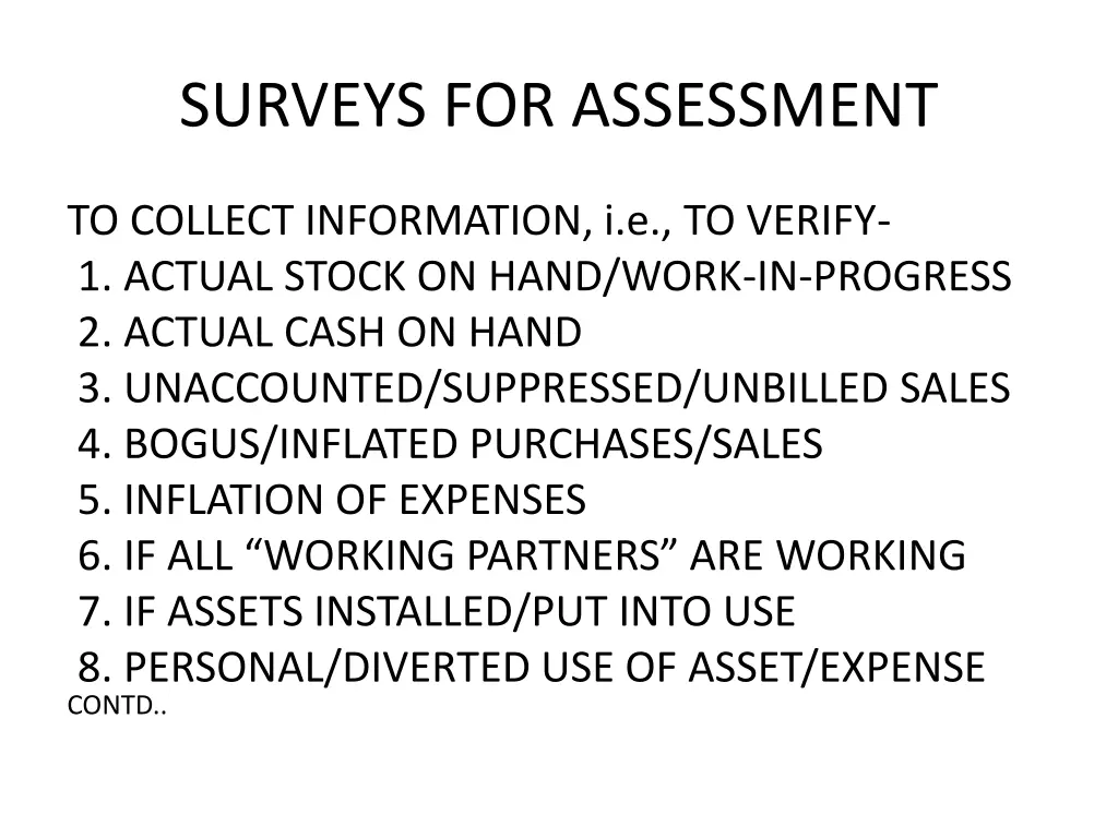 surveys for assessment