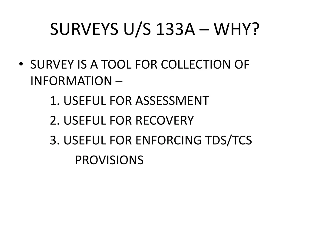 surveys u s 133a why