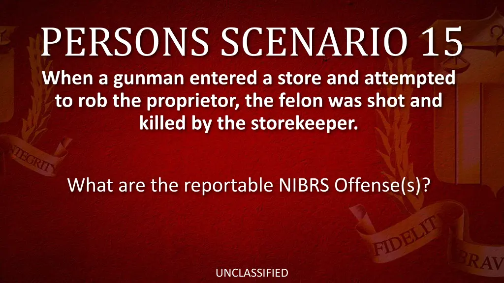 persons scenario 15 when a gunman entered a store