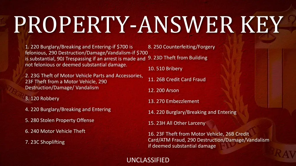 property answer key