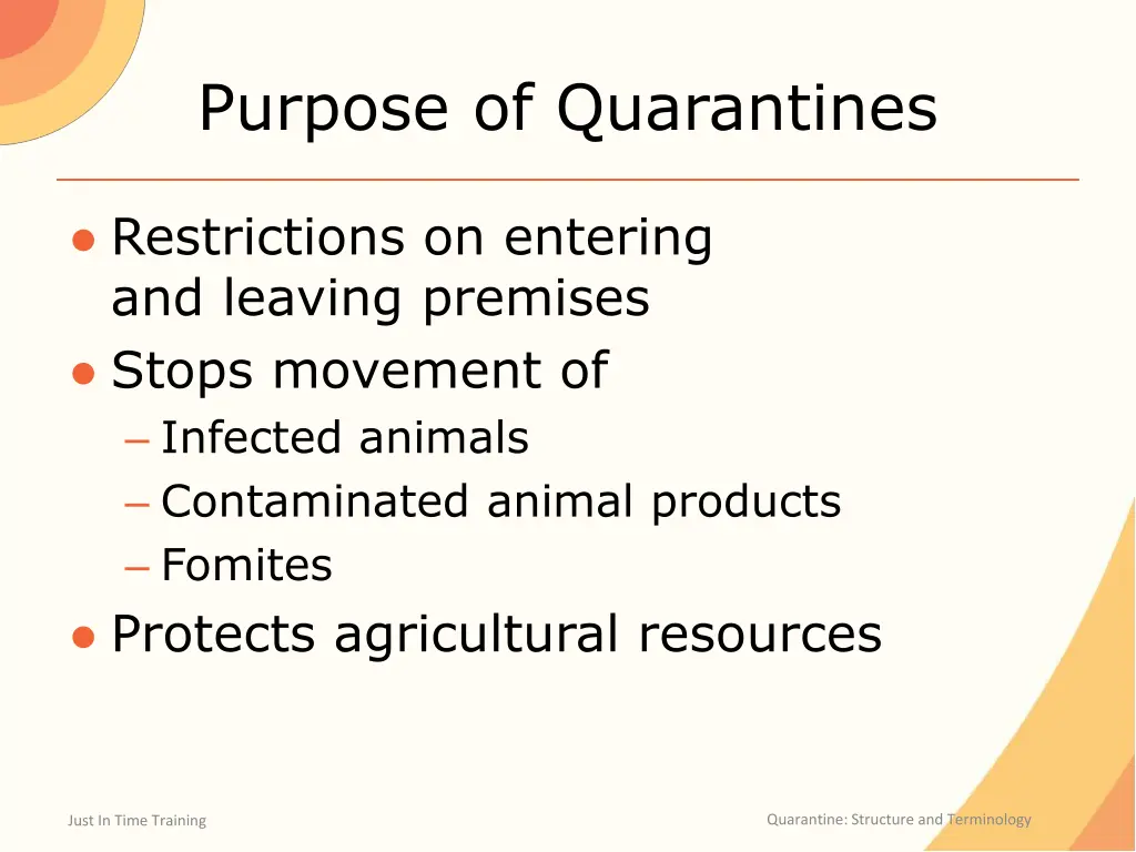 purpose of quarantines